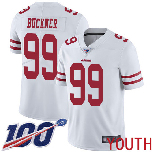 San Francisco 49ers Limited White Youth DeForest Buckner Road NFL Jersey #99 100th Season Vapor Untouchable->youth nfl jersey->Youth Jersey